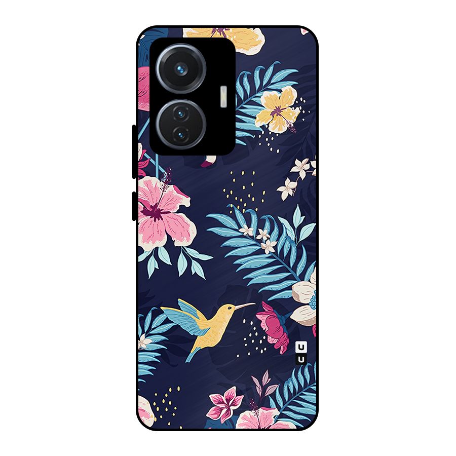Tropical Flamingo Pattern Metal Back Case for Vivo T1 44W