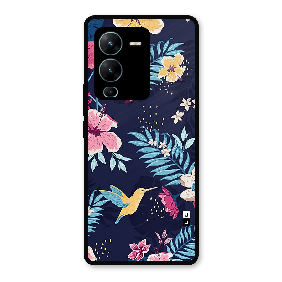 Tropical Flamingo Pattern Metal Back Case for Vivo V25 Pro