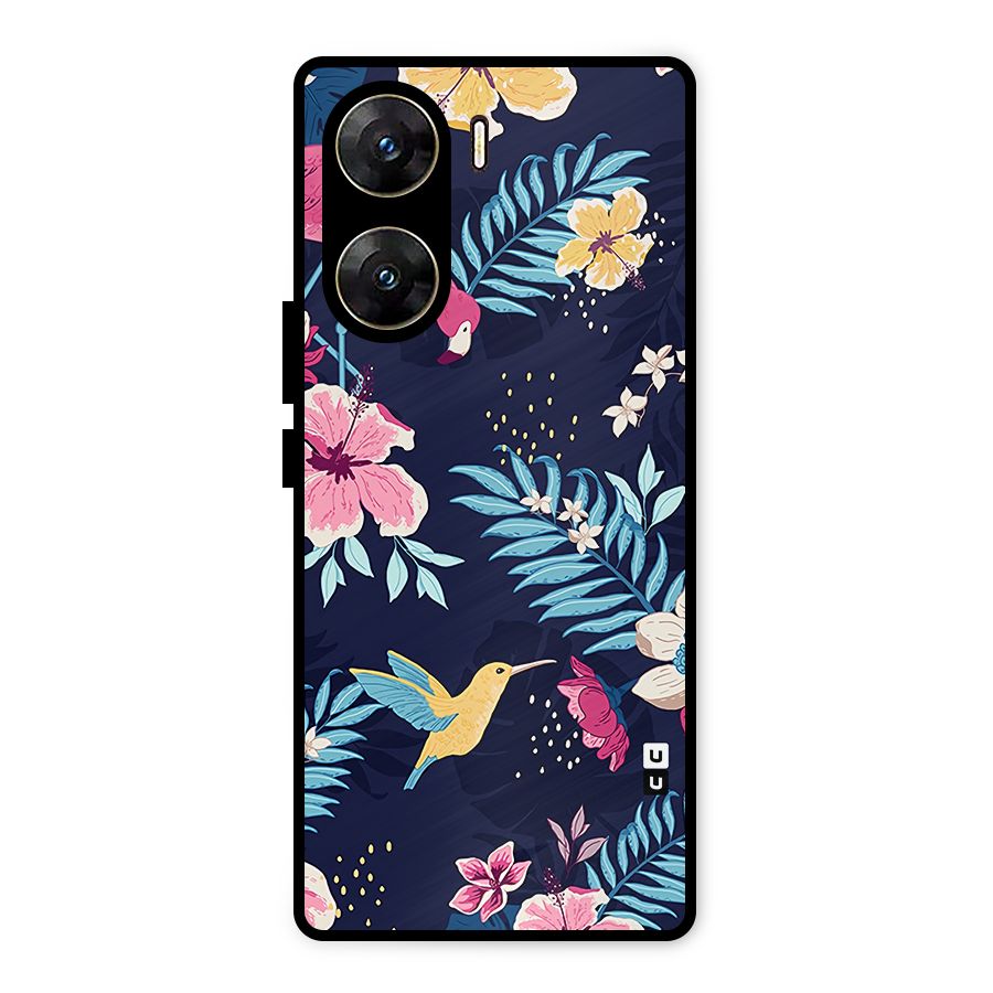 Tropical Flamingo Pattern Metal Back Case for Vivo V29e