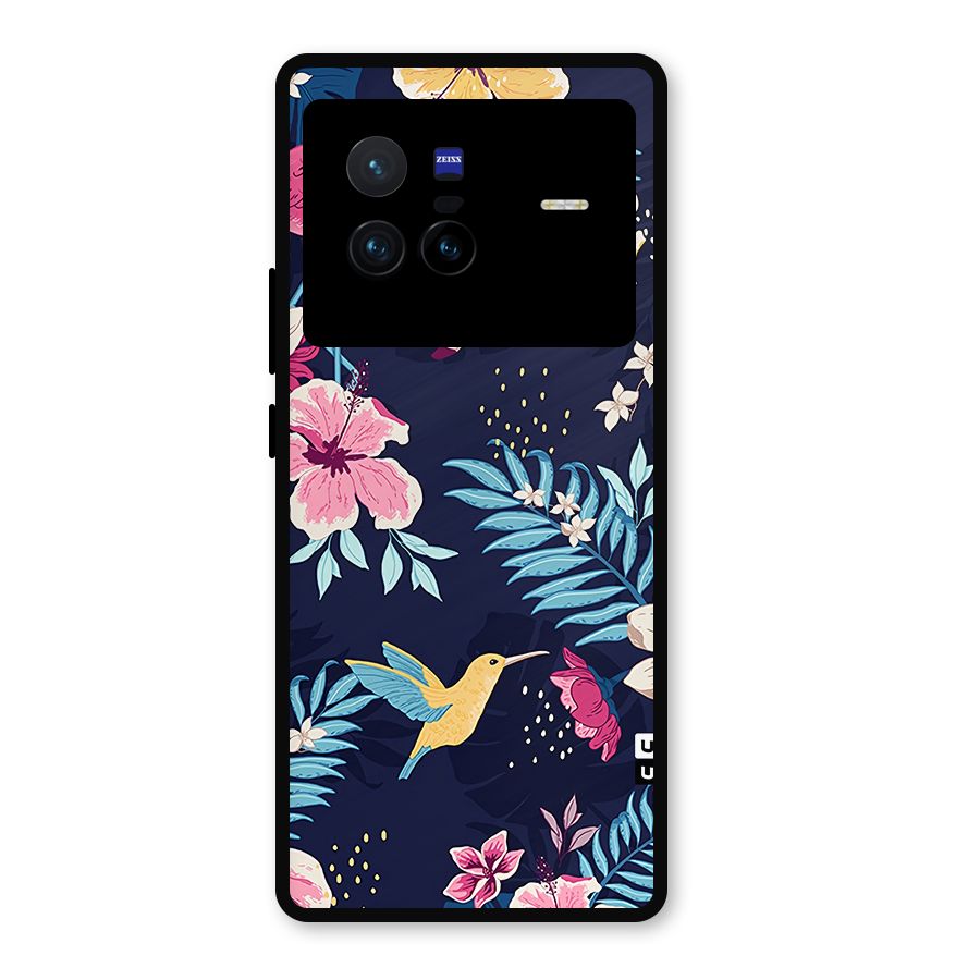 Tropical Flamingo Pattern Metal Back Case for Vivo X80