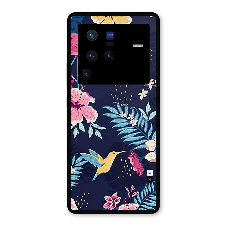 Tropical Flamingo Pattern Metal Back Case for Vivo X80 Pro