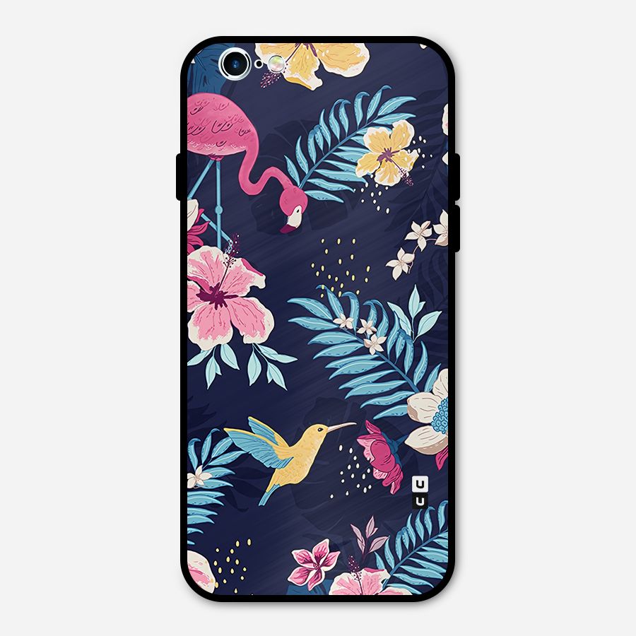 Tropical Flamingo Pattern Metal Back Case for iPhone 6 6s