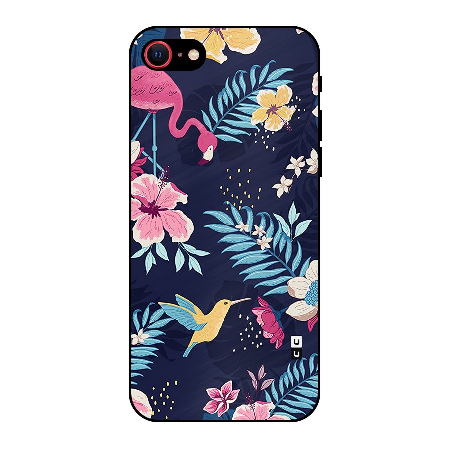 Tropical Flamingo Pattern Metal Back Case for iPhone 7