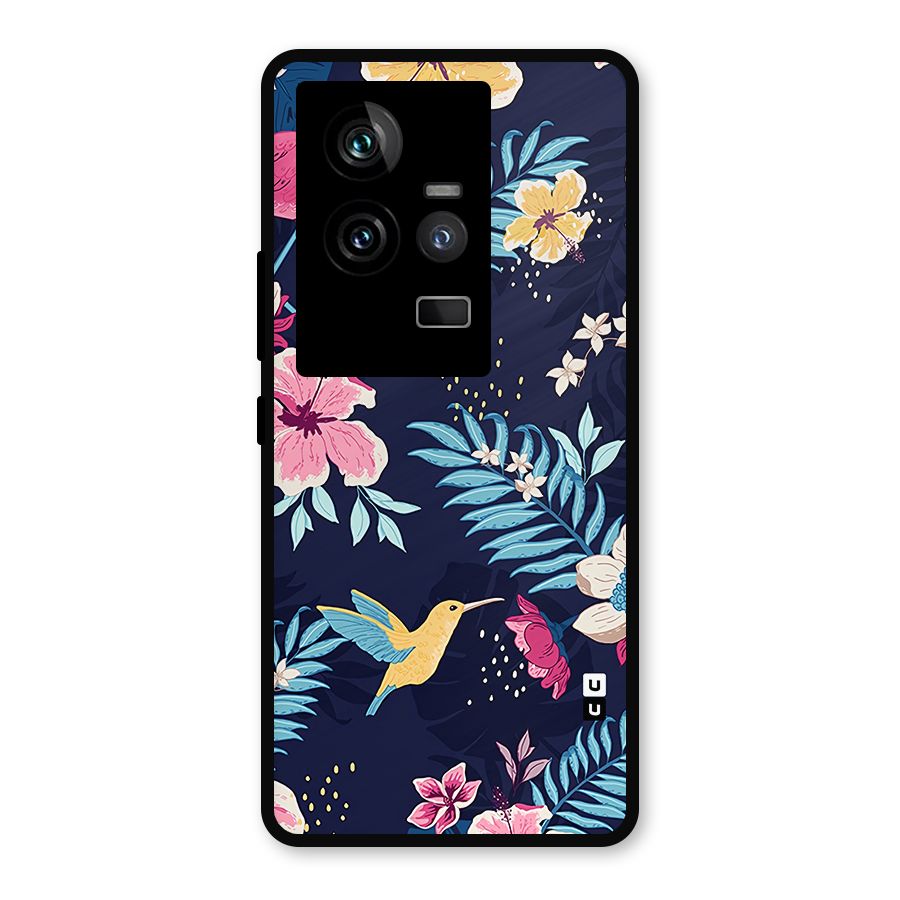 Tropical Flamingo Pattern Metal Back Case for iQOO 11 5G