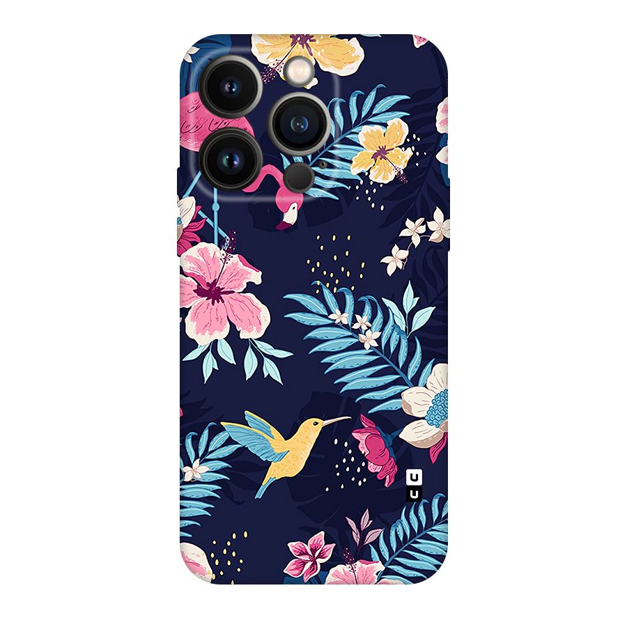 Tropical Flamingo Pattern Original Polycarbonate Back Case for iPhone 14 Pro