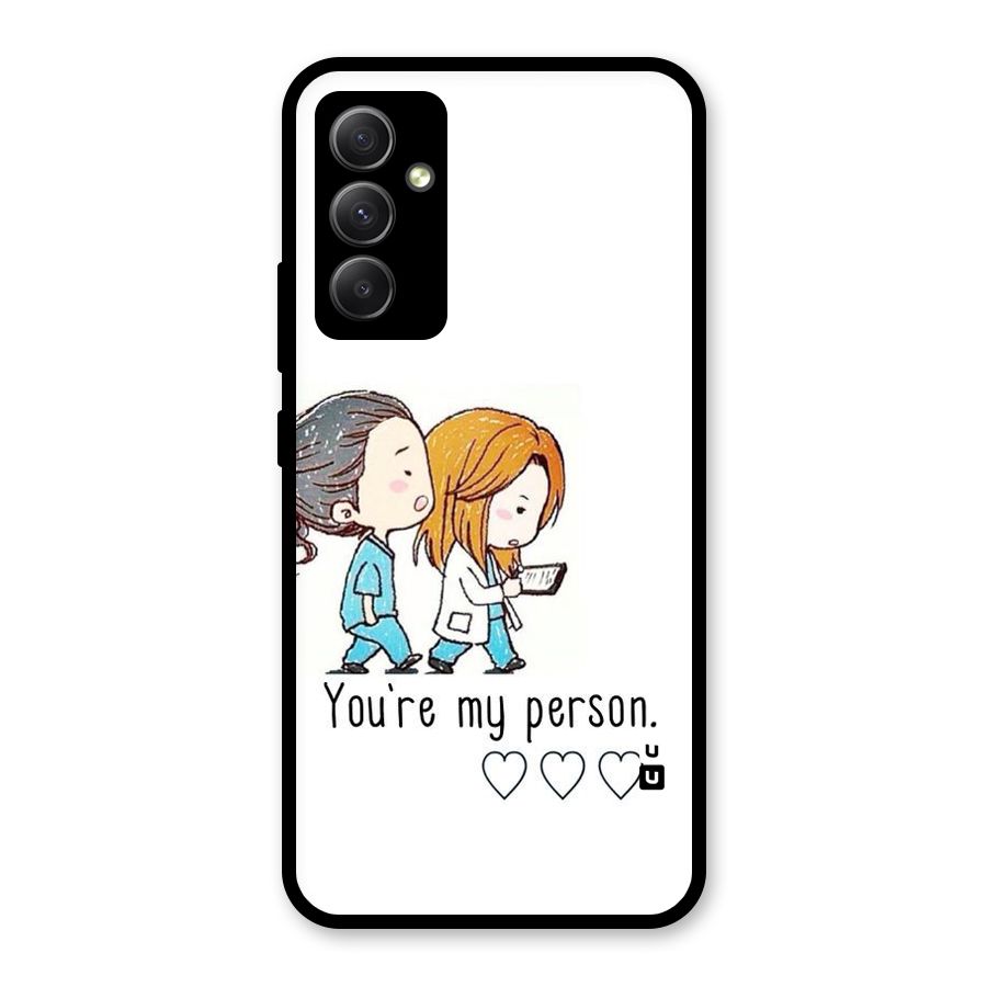 Two Friends In Coat Glass Back Case for Galaxy A34