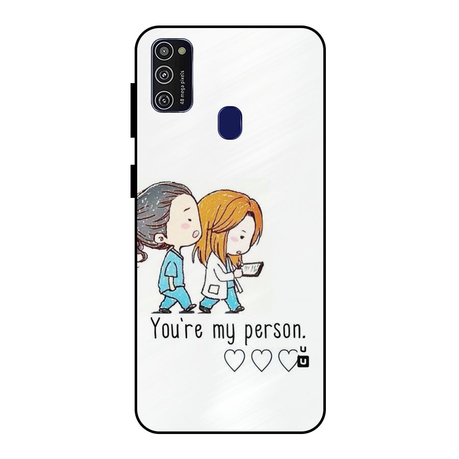 Two Friends In Coat Metal Back Case for Galaxy M21