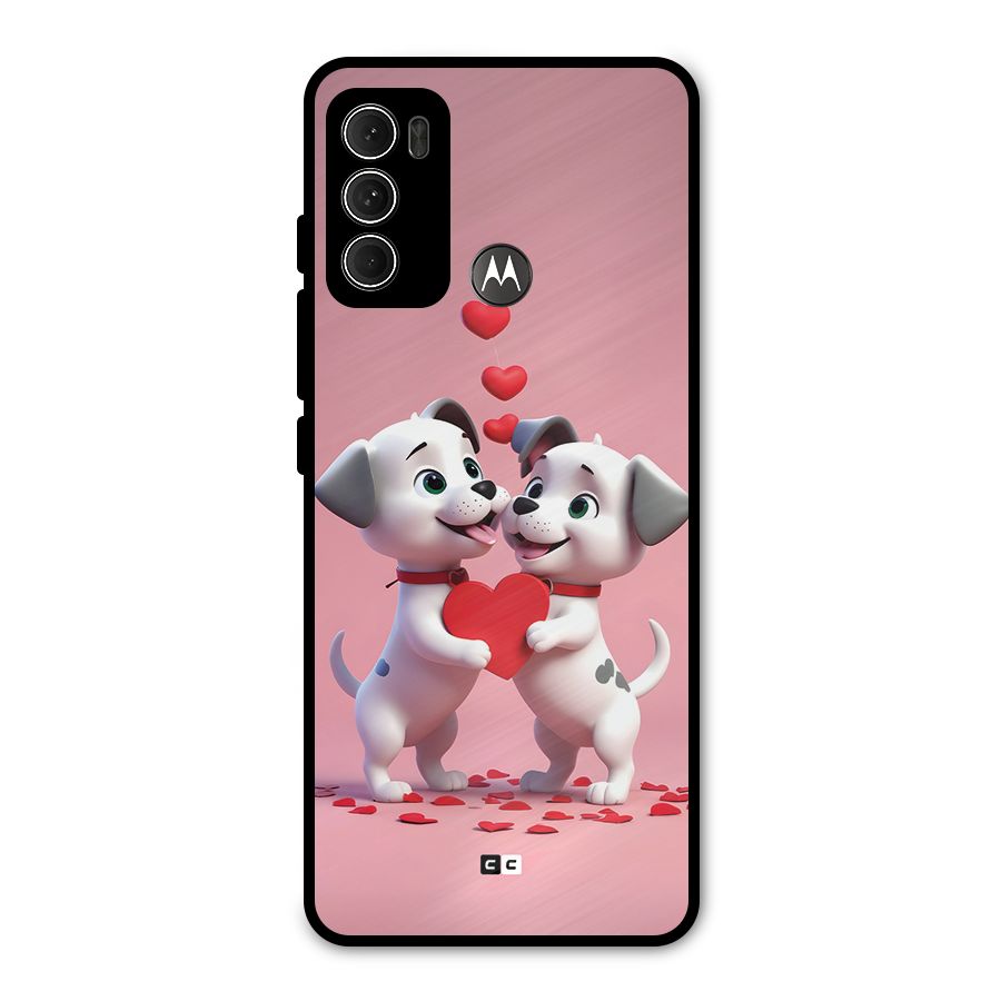 Two Puppies Together Metal Back Case for Moto G60