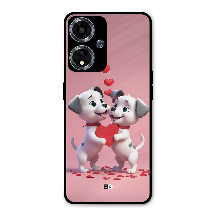 Two Puppies Together Metal Back Case for Oppo A59
