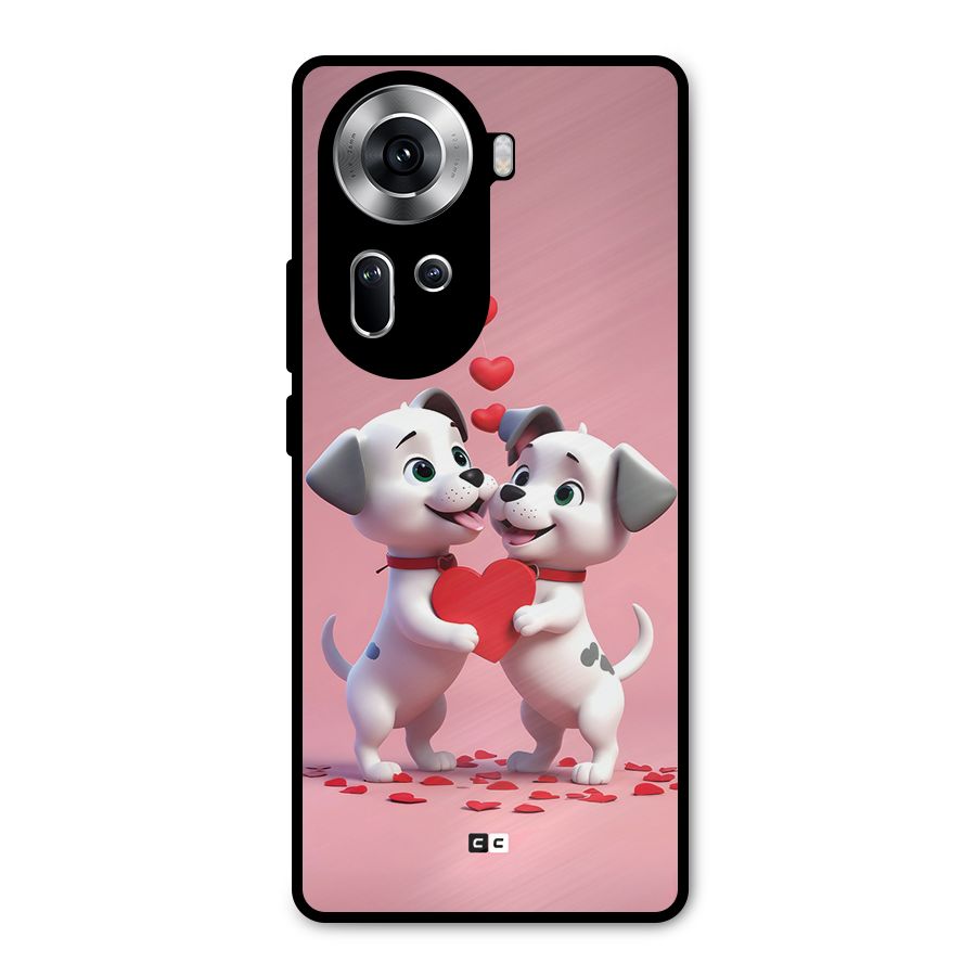 Two Puppies Together Metal Back Case for Oppo Reno11 5G