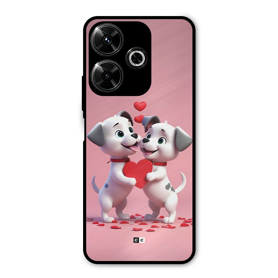 Two Puppies Together Metal Back Case for Poco M6 Plus