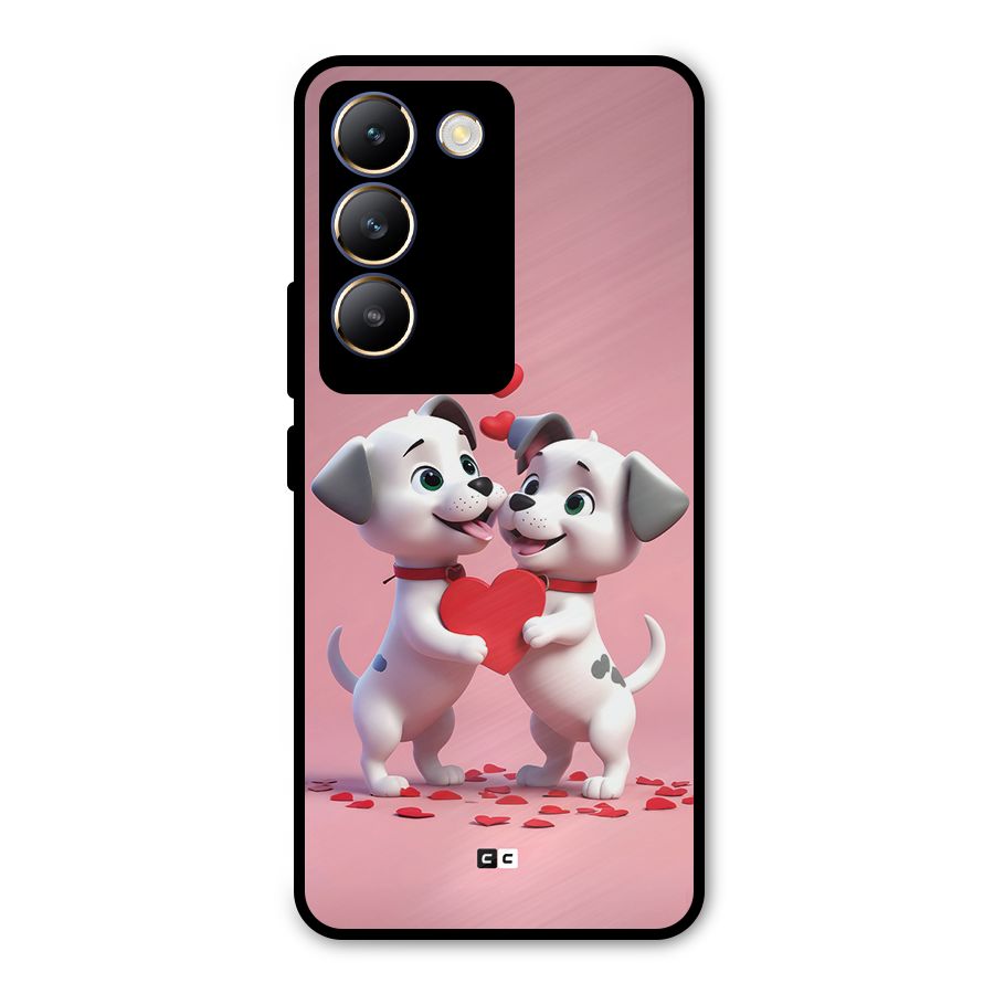 Two Puppies Together Metal Back Case for Vivo T3 5G