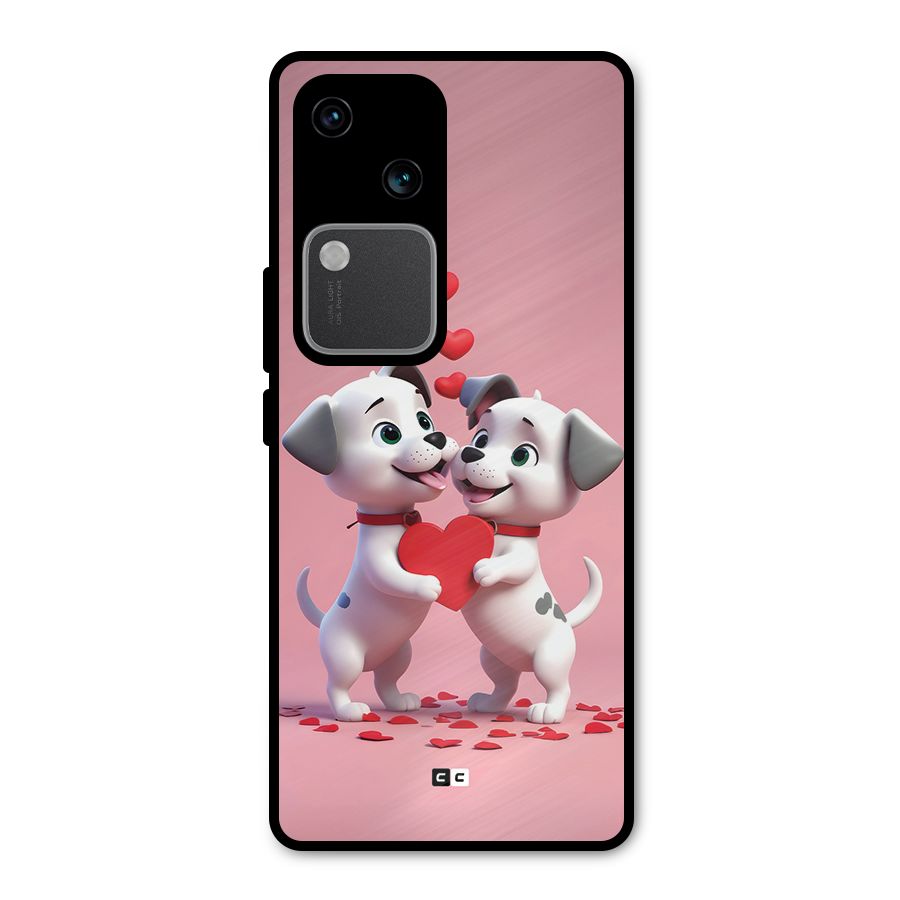 Two Puppies Together Metal Back Case for Vivo V30 Pro