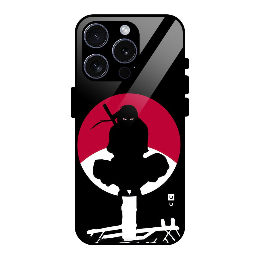 Uchiha Itachi Minimalist Glass Back Case for iPhone 15 Pro