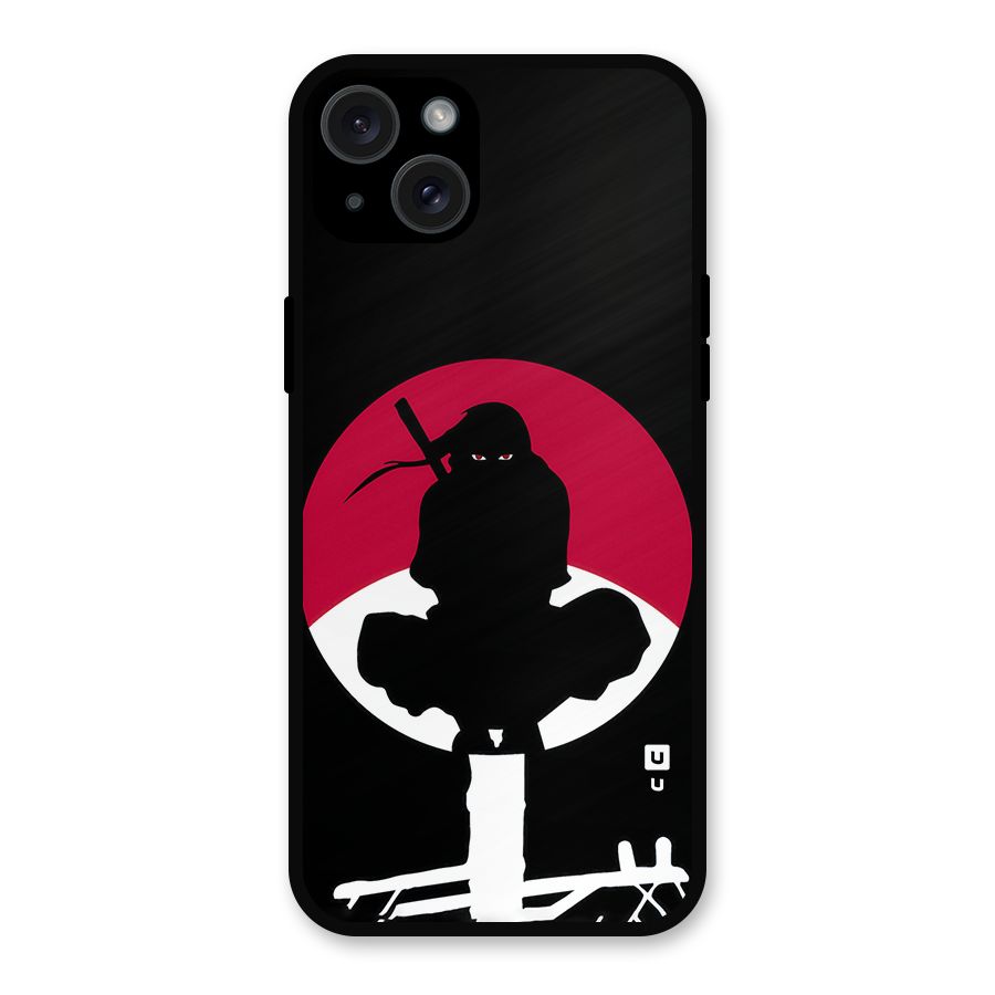 Uchiha Itachi Minimalist Metal Back Case for iPhone 15 Plus