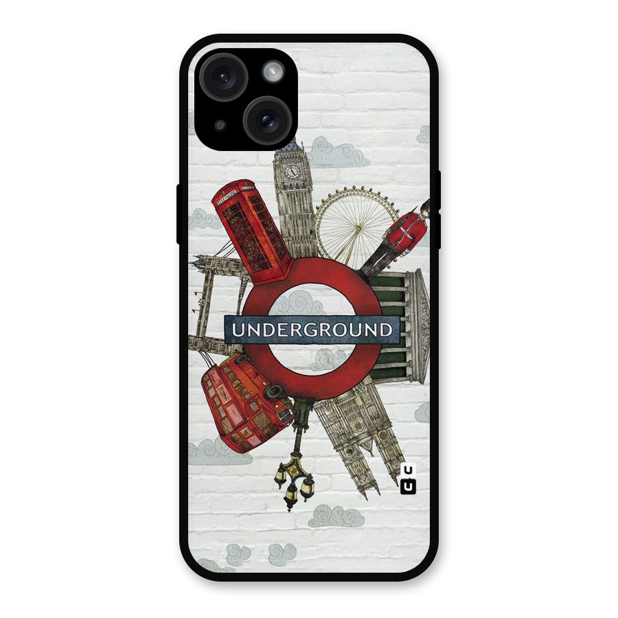 Underground Design Metal Back Case for iPhone 15 Plus
