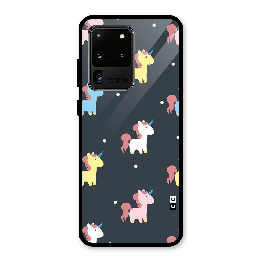 Unicorn Pattern Glass Back Case for Galaxy S20 Ultra