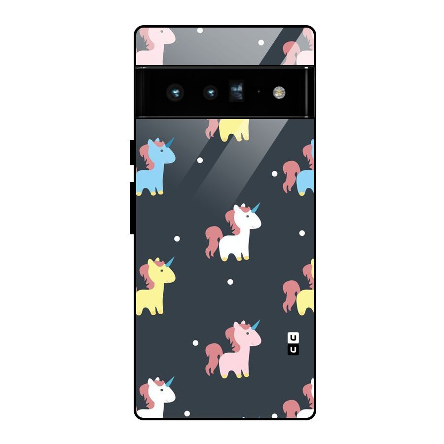 Unicorn Pattern Glass Back Case for Google Pixel 6 Pro