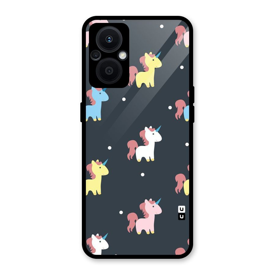 Unicorn Pattern Glass Back Case for Oppo F21s Pro 5G