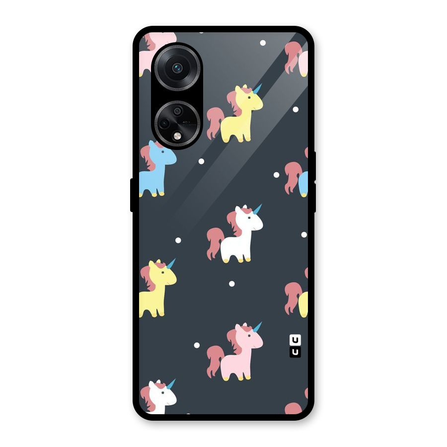 Unicorn Pattern Glass Back Case for Oppo F23