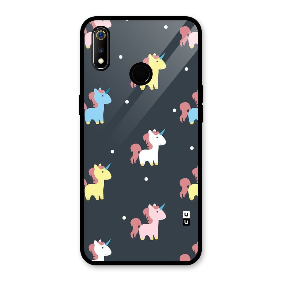 Unicorn Pattern Glass Back Case for Realme 3i