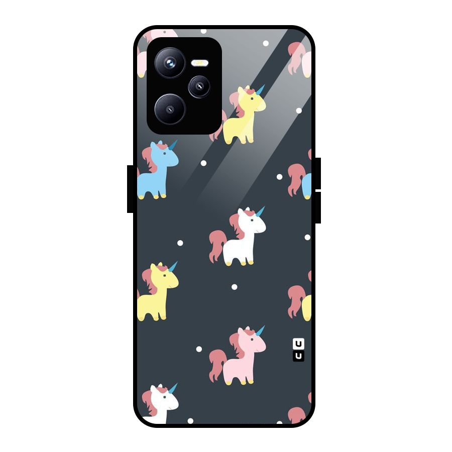 Unicorn Pattern Glass Back Case for Realme C35