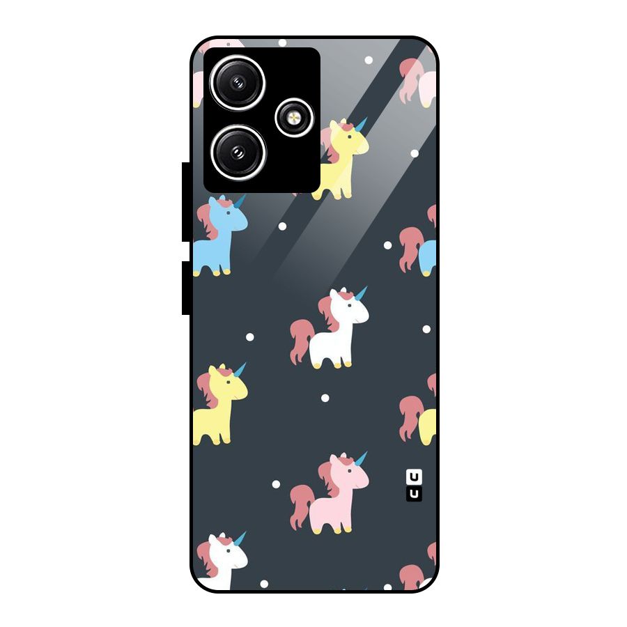 Unicorn Pattern Glass Back Case for Redmi 12 5G
