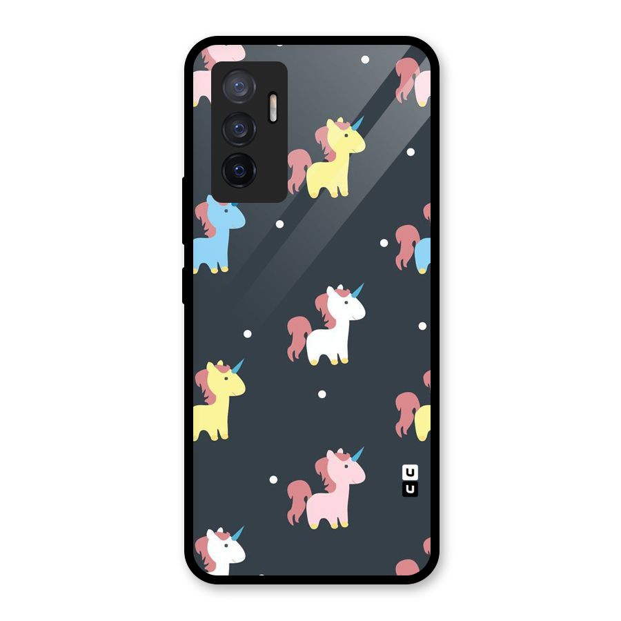 Unicorn Pattern Glass Back Case for Vivo V23e