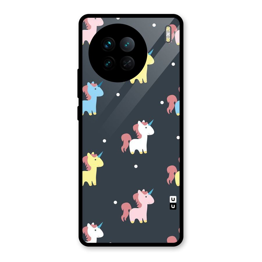 Unicorn Pattern Glass Back Case for Vivo X90