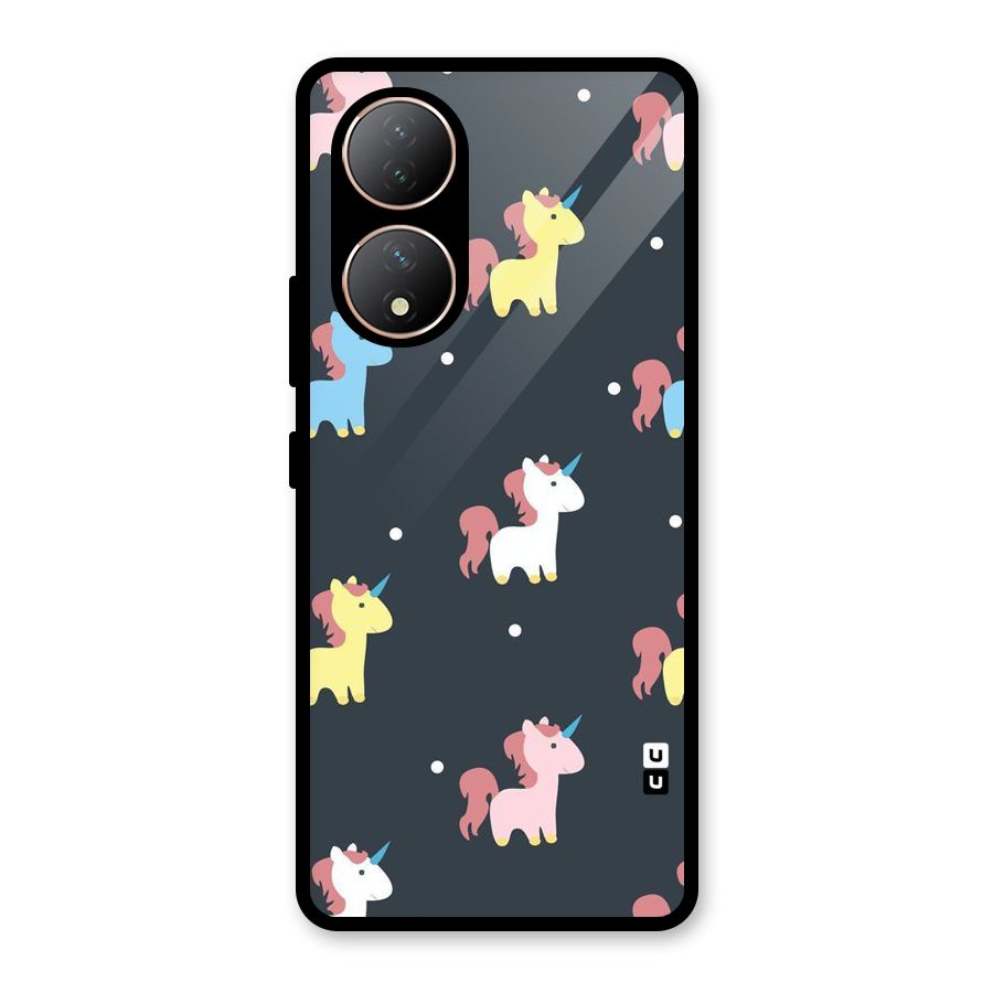 Unicorn Pattern Glass Back Case for Vivo Y100A
