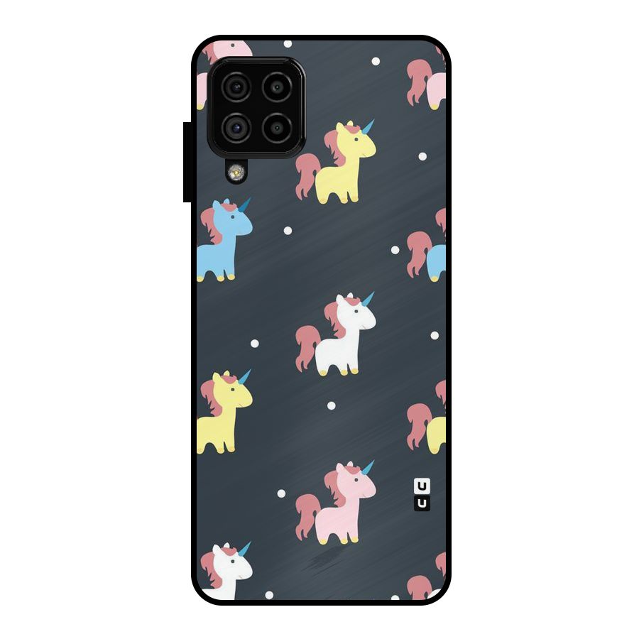 Unicorn Pattern Metal Back Case for Galaxy A22 4G