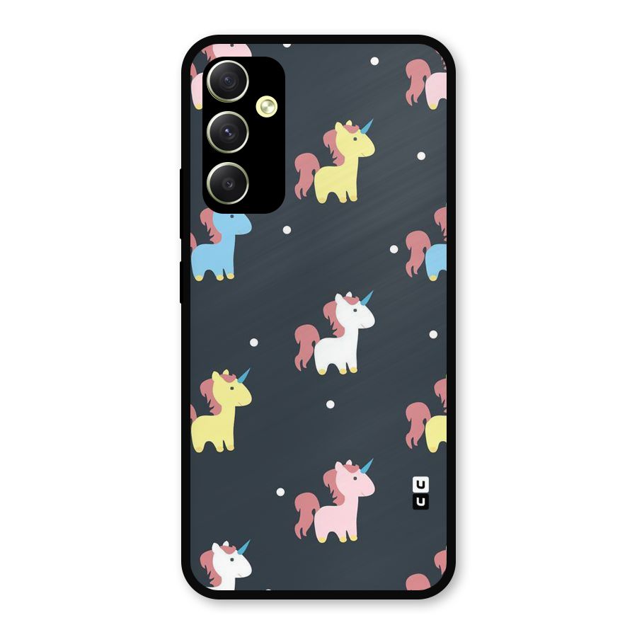 Unicorn Pattern Metal Back Case for Galaxy A34