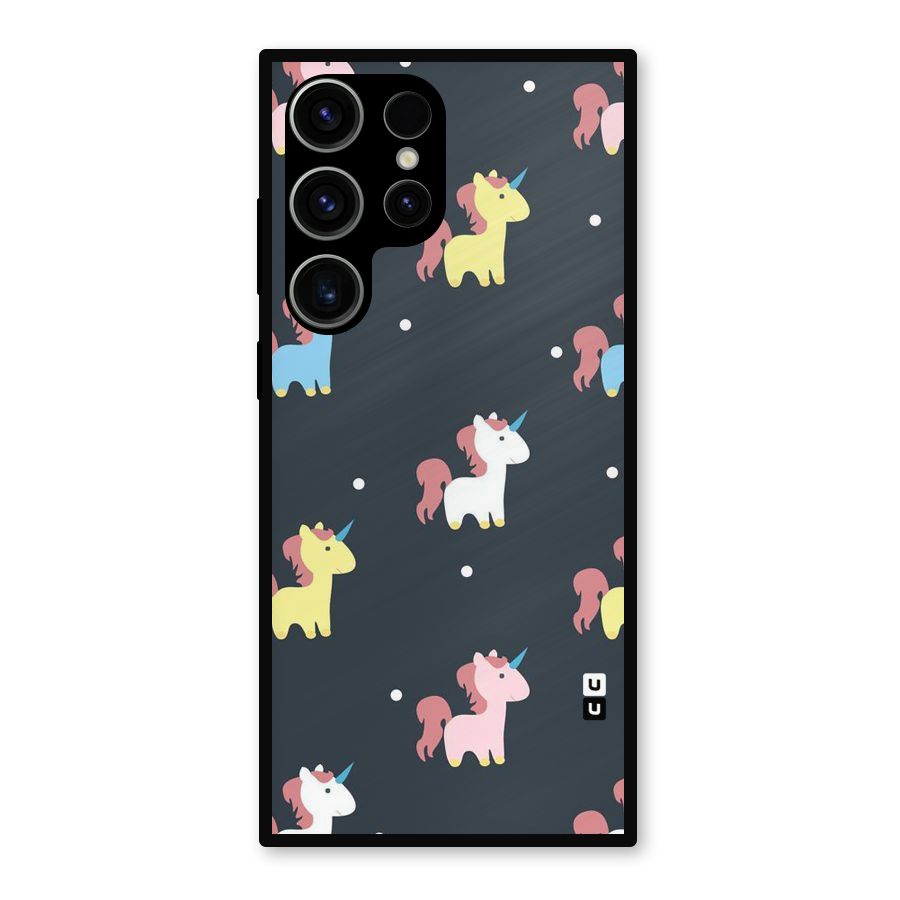 Unicorn Pattern Metal Back Case for Galaxy S23 Ultra