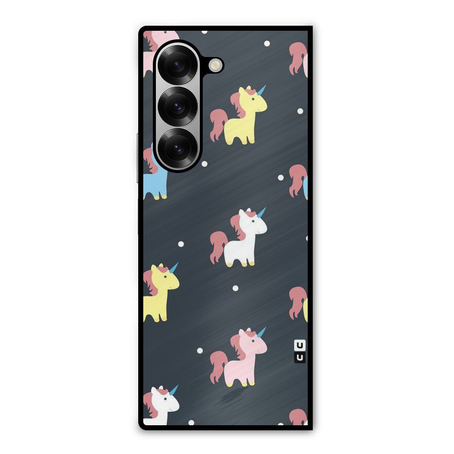 Unicorn Pattern Metal Back Case for Galaxy Z Fold6
