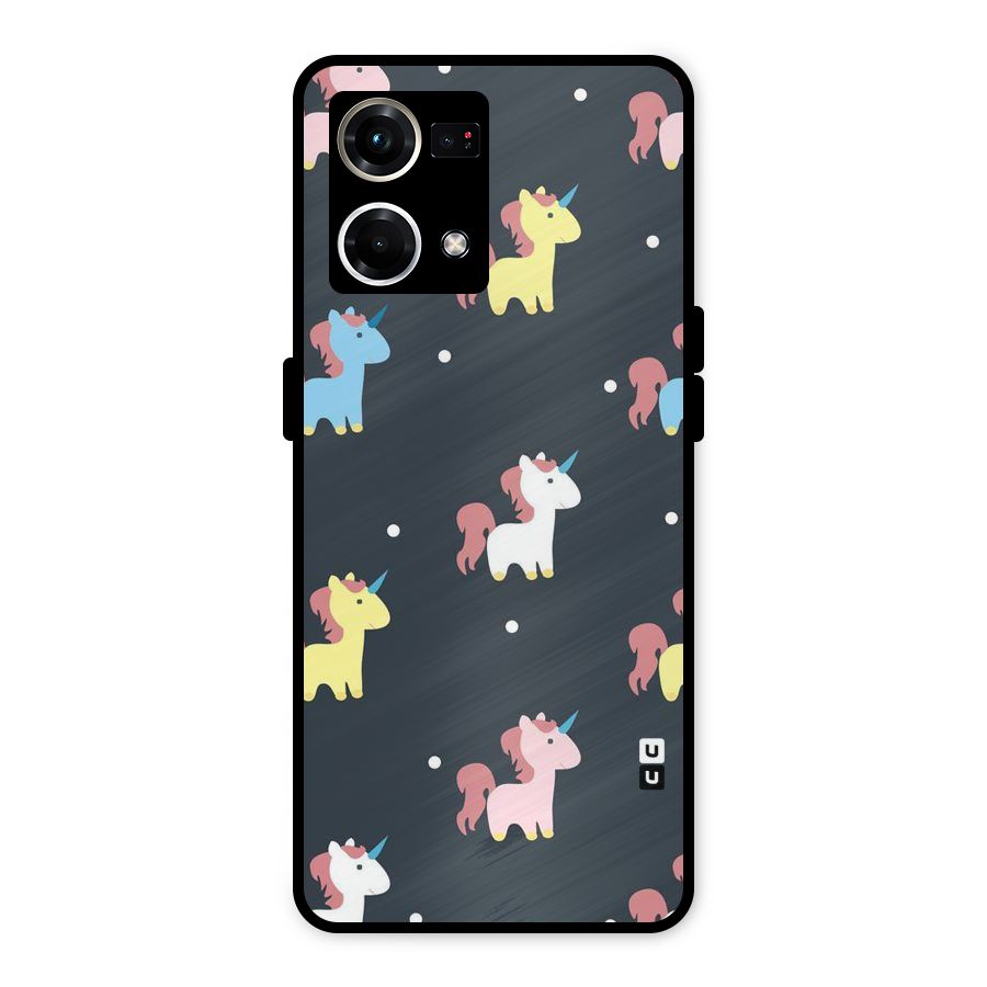Unicorn Pattern Metal Back Case for Oppo F21 Pro 4G