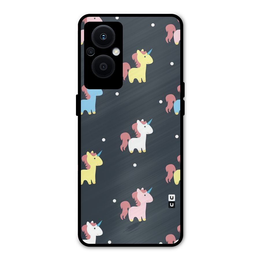 Unicorn Pattern Metal Back Case for Oppo F21 Pro 5G