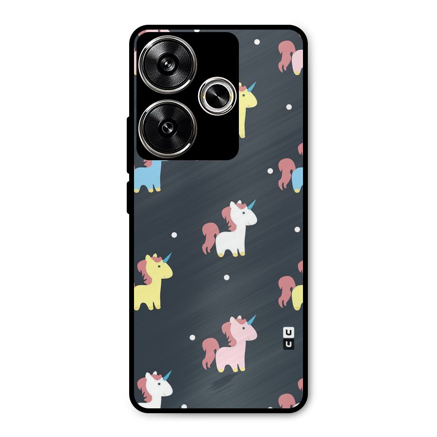 Unicorn Pattern Metal Back Case for Poco F6