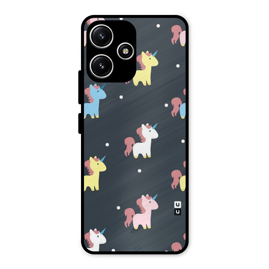 Unicorn Pattern Metal Back Case for Poco M6 Pro