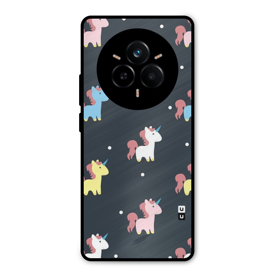 Unicorn Pattern Metal Back Case for Realme 14 Pro