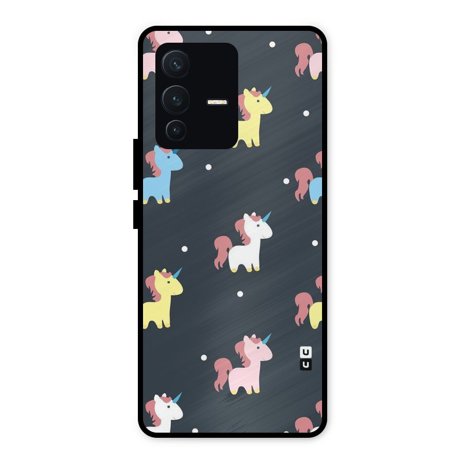 Unicorn Pattern Metal Back Case for Vivo V23 5G