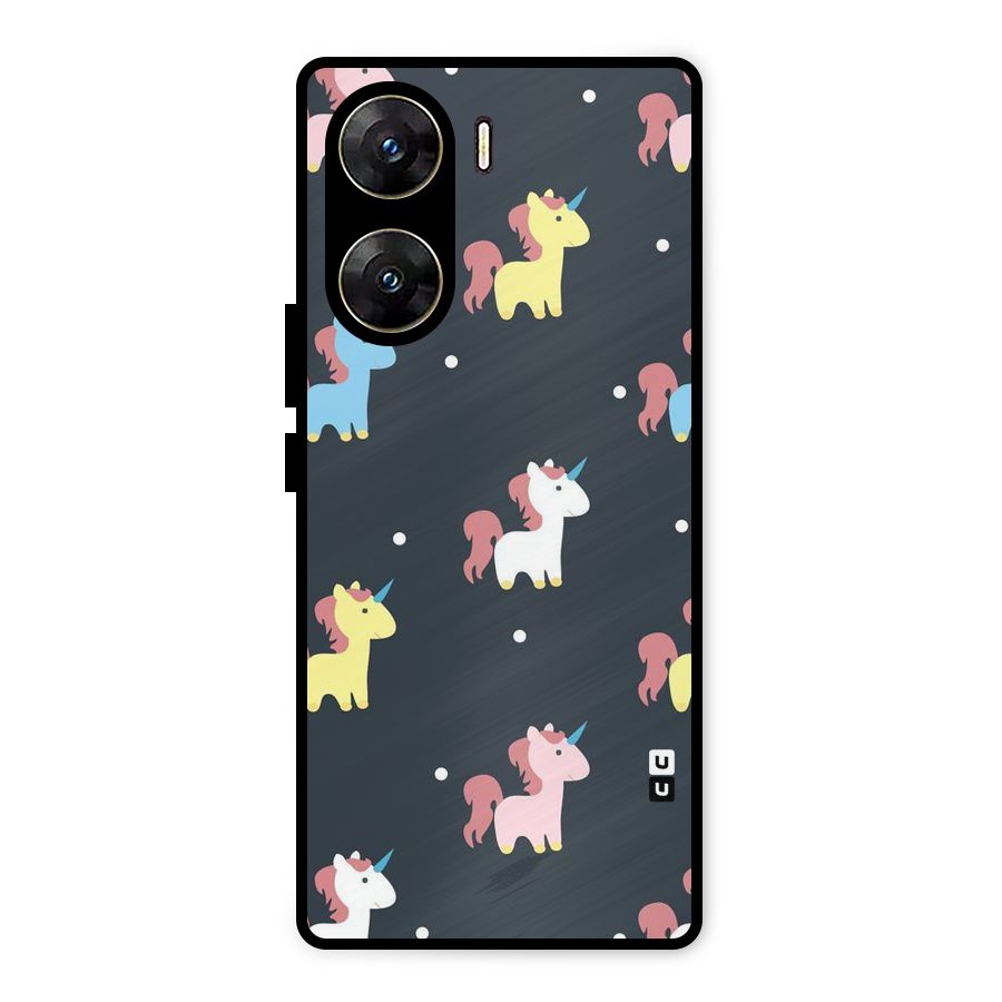 Unicorn Pattern Metal Back Case for Vivo V29e
