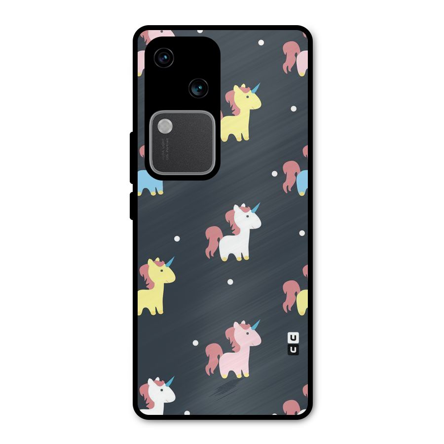 Unicorn Pattern Metal Back Case for Vivo V30 Pro