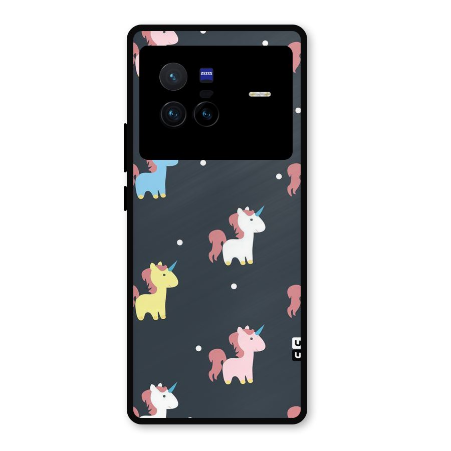 Unicorn Pattern Metal Back Case for Vivo X80