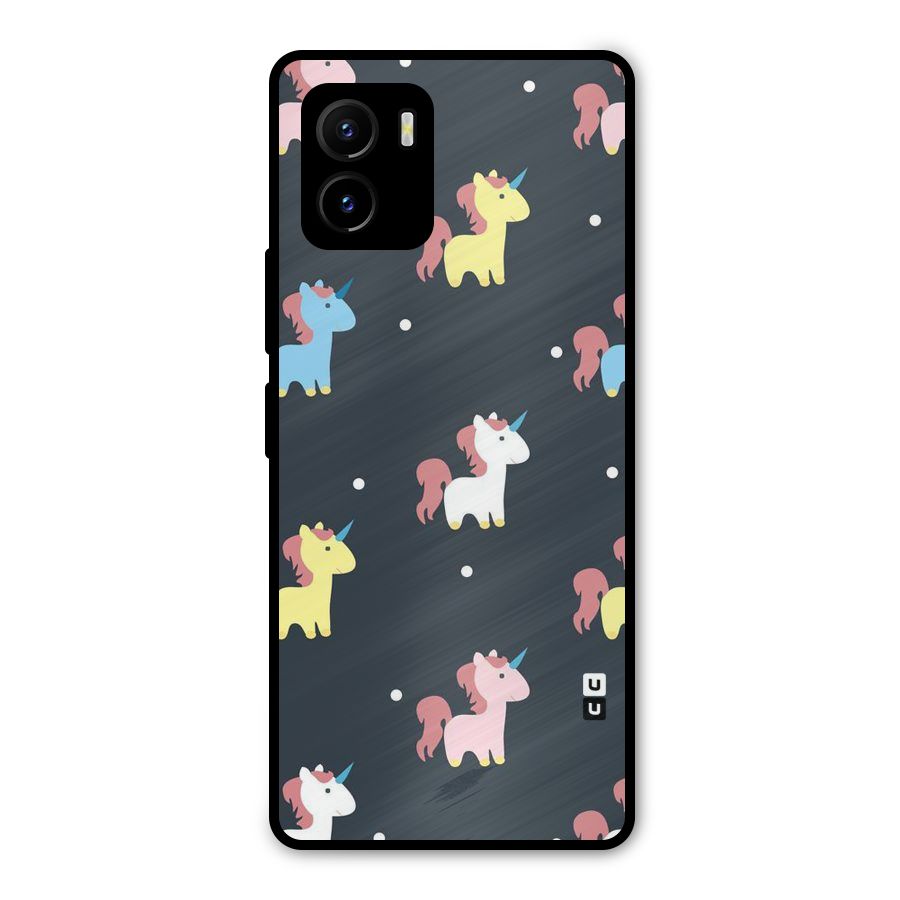 Unicorn Pattern Metal Back Case for Vivo Y15s