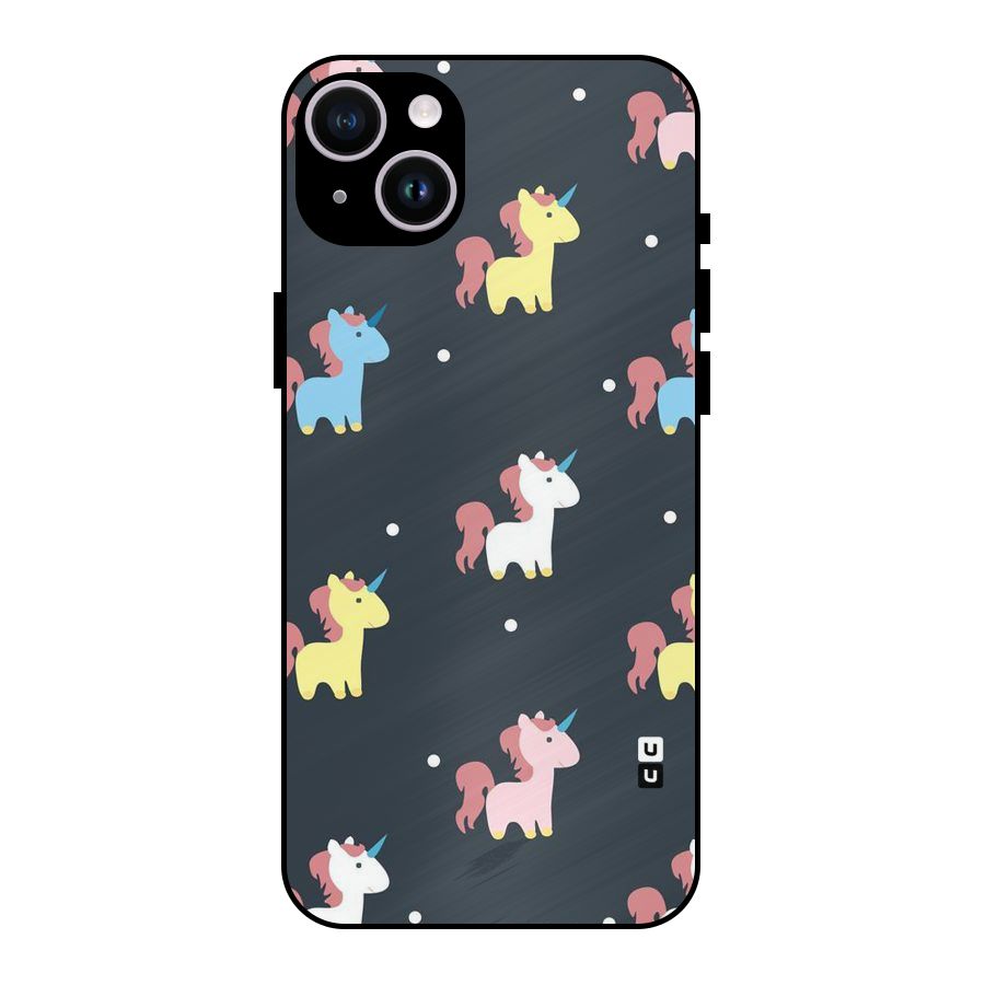 Unicorn Pattern Metal Back Case for iPhone 14 Plus