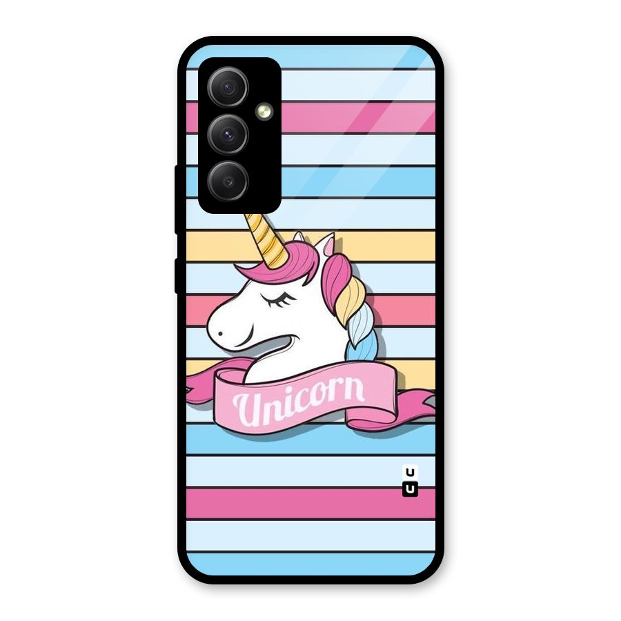 Unicorn Stripes Glass Back Case for Galaxy A34