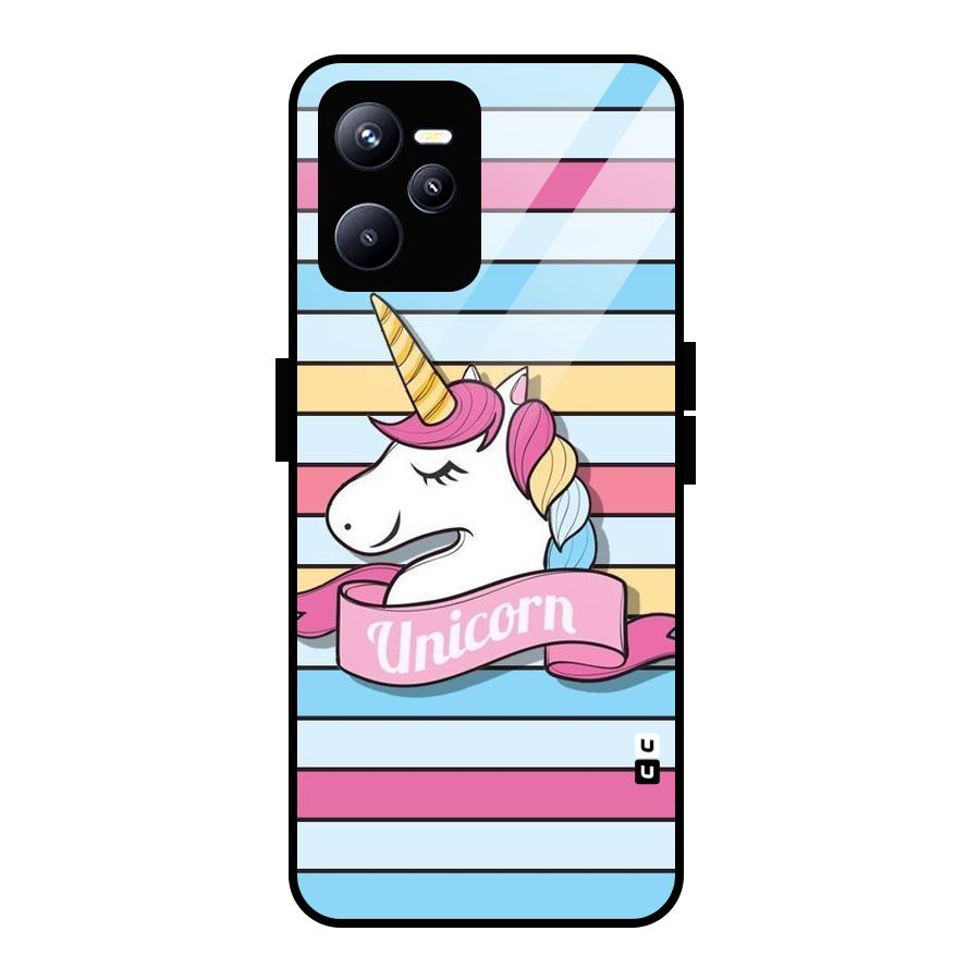 Unicorn Stripes Glass Back Case for Realme C35