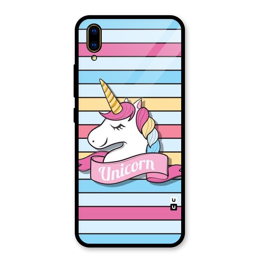 Unicorn Stripes Glass Back Case for Vivo V11 Pro