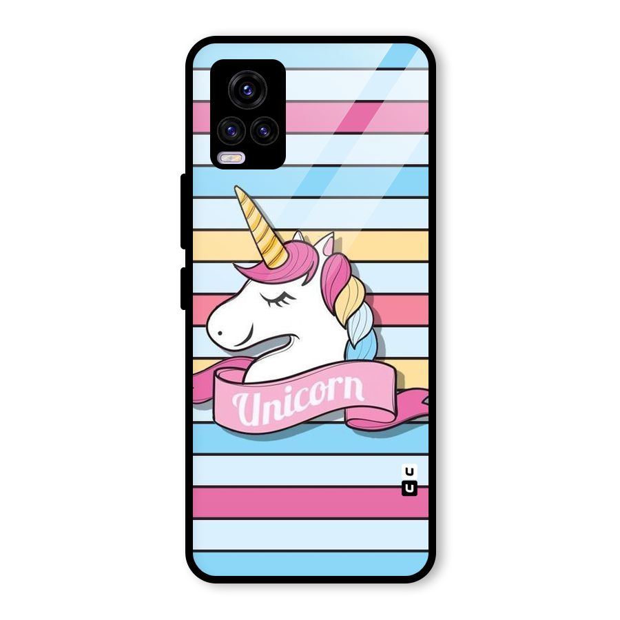 Unicorn Stripes Glass Back Case for Vivo V20 2021