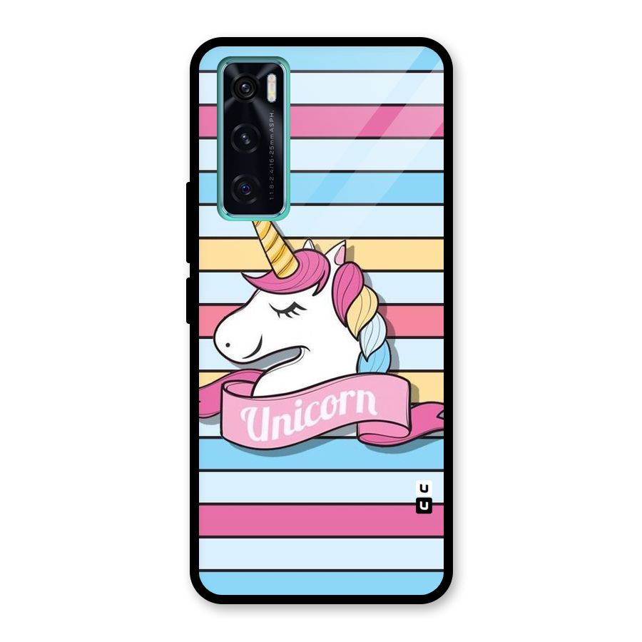 Unicorn Stripes Glass Back Case for Vivo V20 SE